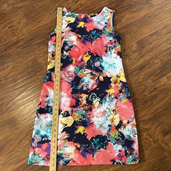 Worthington Womens Vibrant Colorful Flower Sheath Zip Back Sleeveless Dress Sz S - Picture 6 of 9